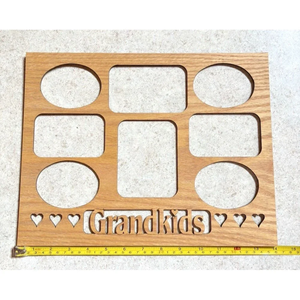Laser Cut Custom Wood Mat Photo Frame 14” x 11” Photograph Memories Grandkids